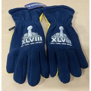 NWT Forever Collectibles SuperBowl XLVIII Fleece Gloves Blue/Yellow NFL Licensed